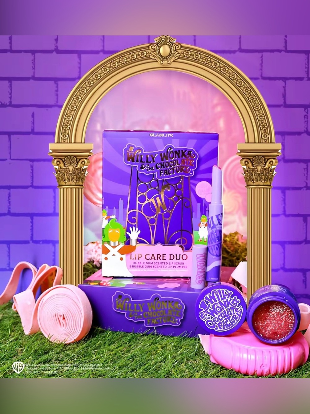 Wonka X Glamlite Lip Care Duo Bubblegum Scented - BNIB